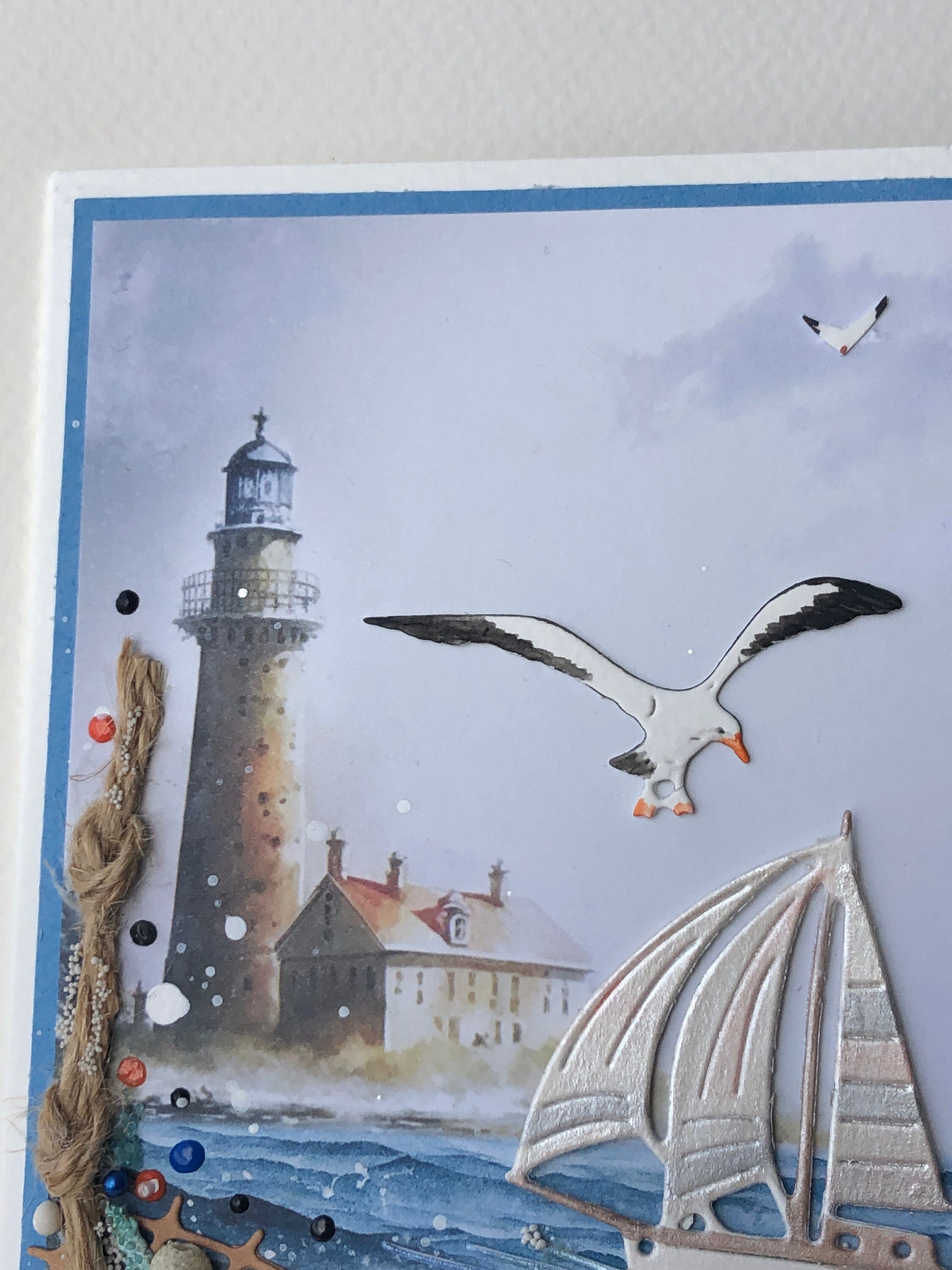 Sailing Ship Lighthouse Card, Nautical Handmade Greeting - Etsy