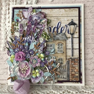 Alles Gute zum Geburtstag Grußkarte, Handgefertigte Luxus Karte, Lavendel Karte, Provinz Stile, Alle Anlässe Karte, Shabby Chic Karte