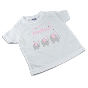 T-Shirt, Kinder T-Shirt mit Namen, Mädchen/Junge, Motiv Pfeil, Segelboot, Elefant Elefant rosa