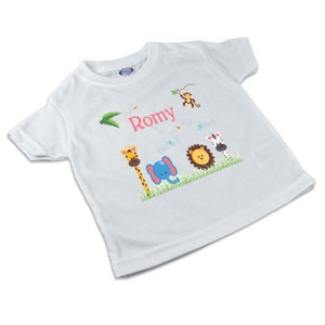 T-Shirt, Kinder T-Shirt mit Namen, Junge/Mädchen, Motiv Traktor, Waldtiere, Zoo Zoo rosa