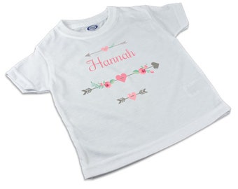 T-Shirt, Kinder T-Shirt mit Namen, Mädchen/Junge, Motiv Pfeil, Segelboot, Elefant