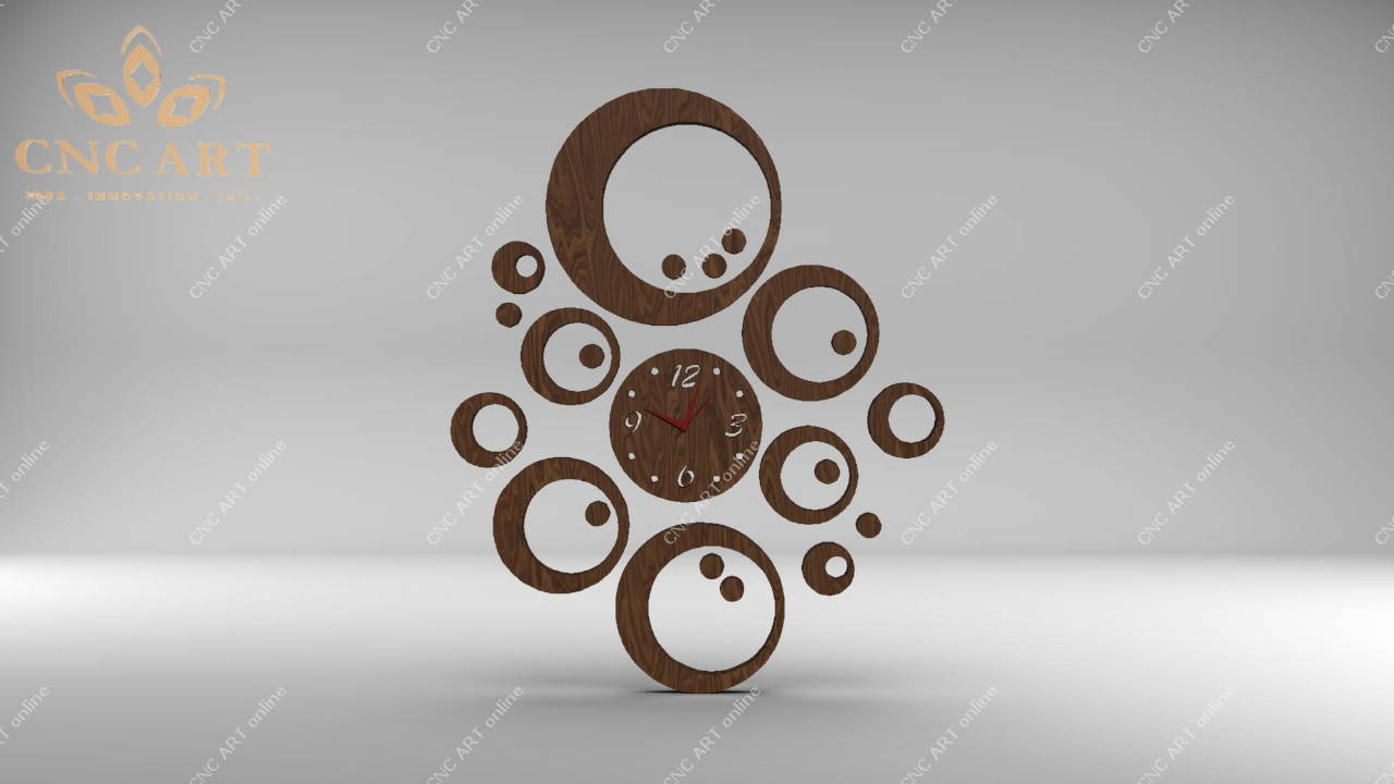 laser Nice clock design DXF and EPS File For CNC Plasma Router C14 