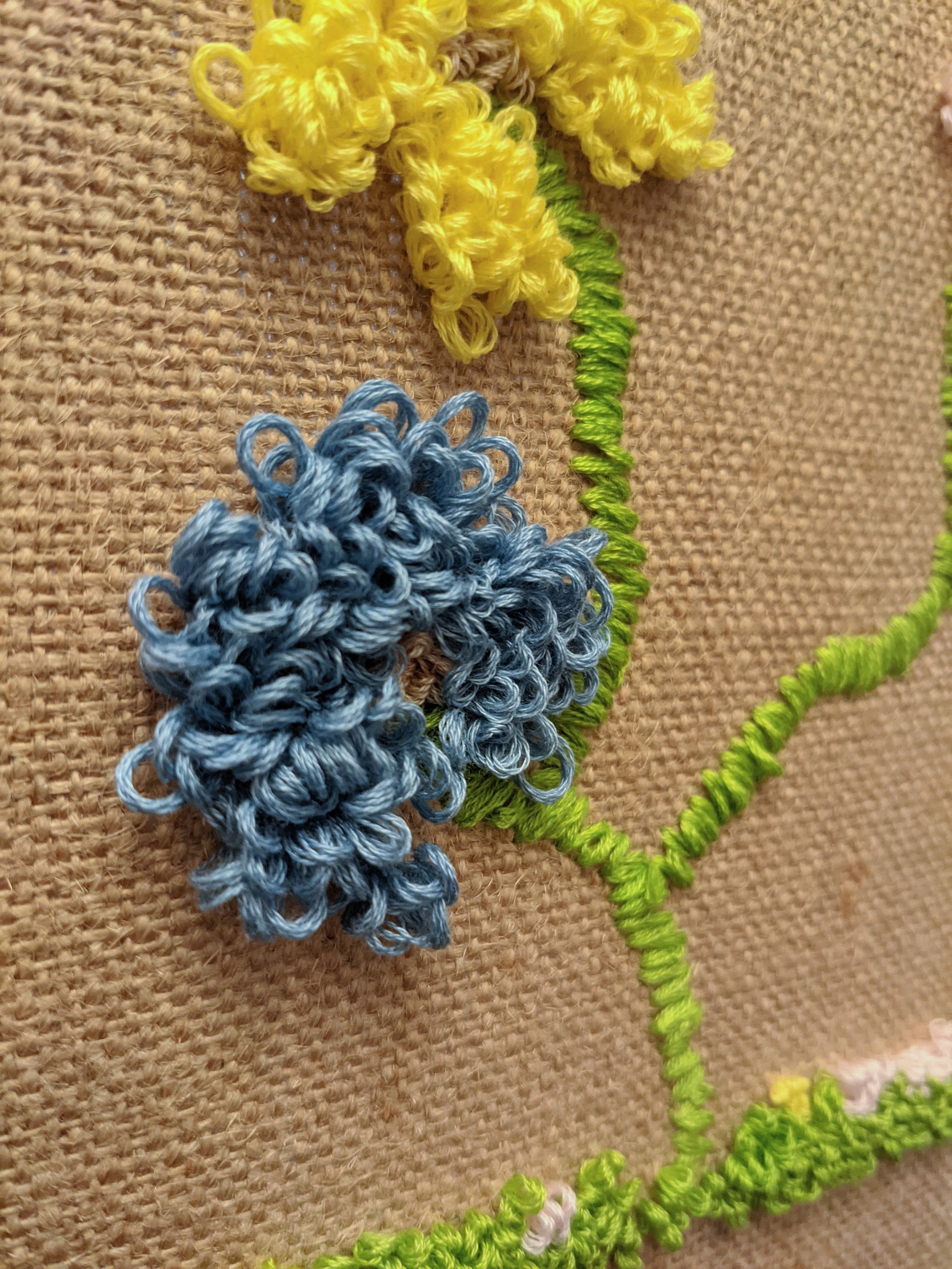 Floral Punch Needle on Burlap Etsy UK