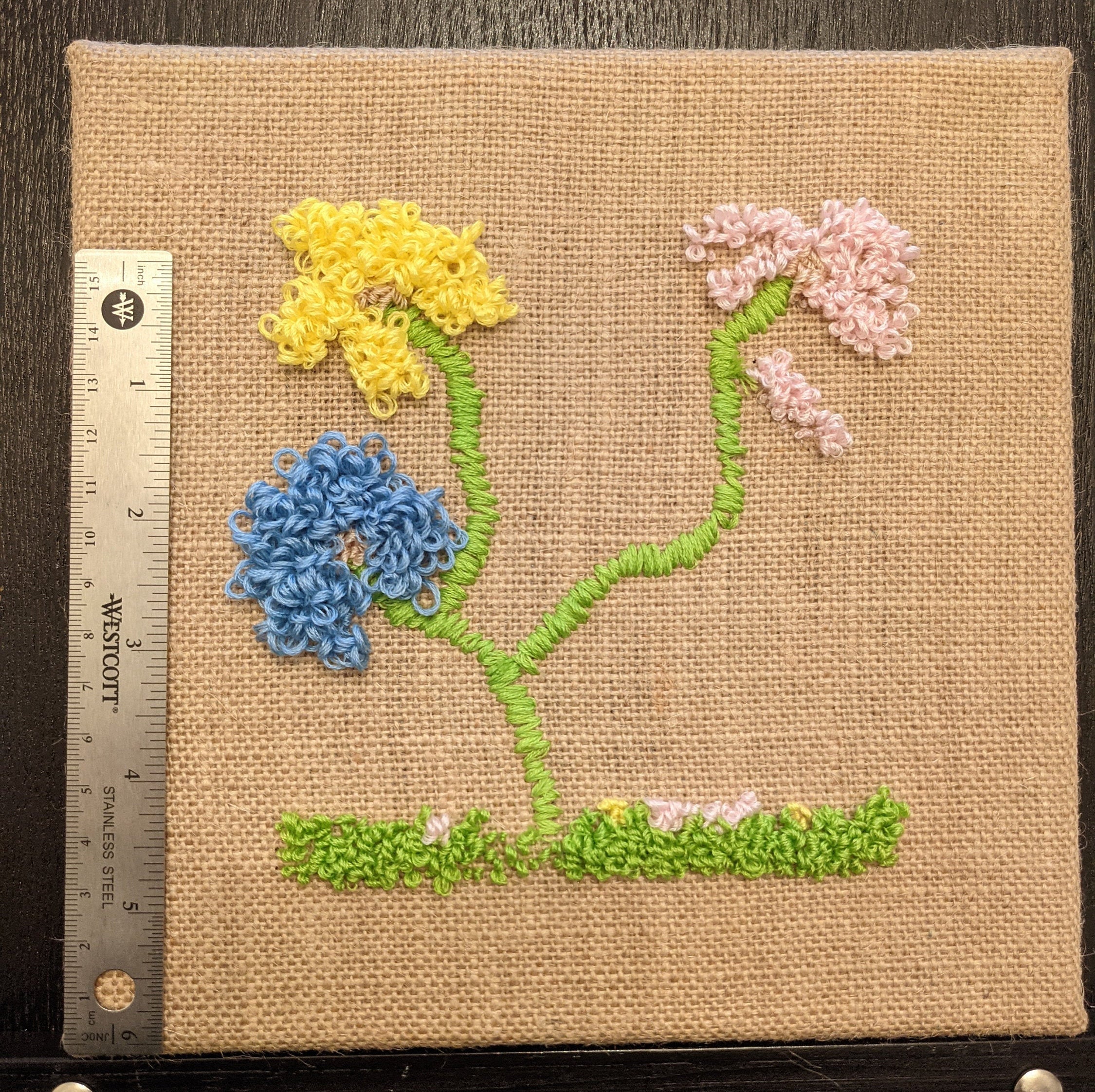Floral Punch Needle on Burlap Etsy UK