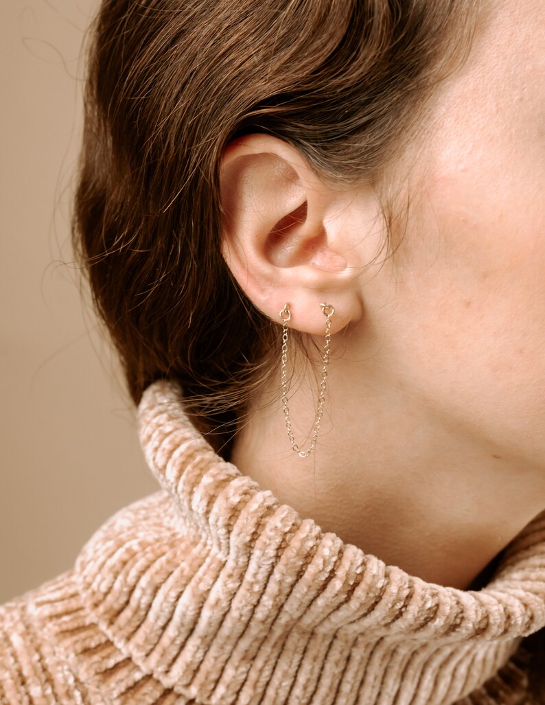 Edgy Earrings Silver Long Threader Earrings Thin Chain Earrings String Earrings Valentine Gift Bar Ear Threader Pull Through Earrings
