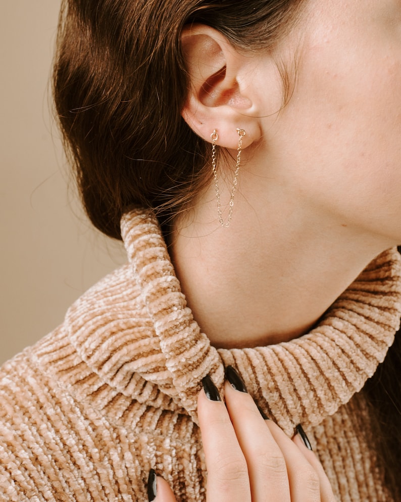 Edgy Earrings Silver Long Threader Earrings Thin Chain Earrings String Earrings Valentine Gift Bar Ear Threader Pull Through Earrings