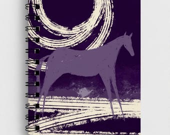 A5 Purple Horse Spiral Lined Notebook | Perfect gift quirky vibe hardback notes book. stationary and office.
