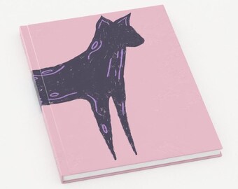 A5 Purple Tribal Cat Hardback Lined Notebook | Perfect gift country vibe hardback notes book. stationary and office.