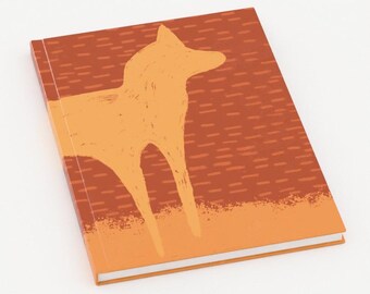 A5 Orange Fox Hardback Lined Notebook | Perfect gift country vibe hardback notes book. stationary and office.