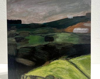 Abstract Farmland Card | art card abstract landscape Yorkshire blank painting