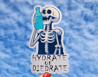Hydrate or Dierate Sticker, Skeleton Water Sticker, Drink Water Sticker, Keep Hydrated Sticker