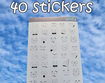 Face Emotion Stickers, Face Sticker Sheet, Face Expression Stickers, Full Sheet 9"x6"