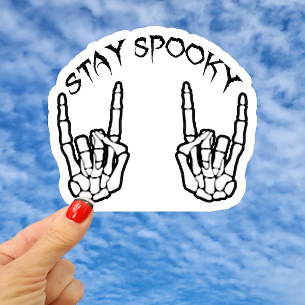 Stay Spooky Sticker, Halloween Skeleton Sticker, Devils Hands Sticker, Rock On Halloween Sticker, Scary Halloween Sticker