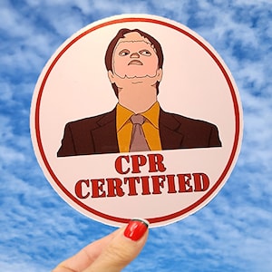 Dwight The Office CPR Certified Sticker, CPR Certified Sticker, Dwight Schrute Sticker, The Office Sticker
