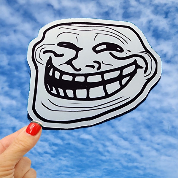 Trollface Sticker, Troll Face Sticker, Trollface Meme Sticker, Smiling Face Sticker, Smiley Sticker, Smile Meme Sticker