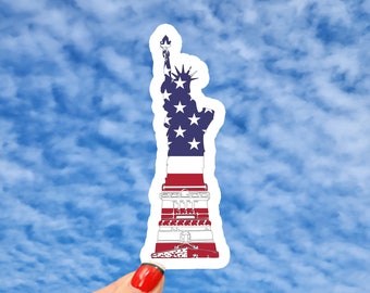 Statue of Liberty Flag Sticker, NYC Sticker, New York City Sticker, Lady Liberty Sticker, American Flag Sticker