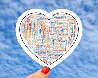 Pegatina de corazón espiritual, pegatina de yoga, pegatina de bienestar, pegatina de fitness, pegatina de cuerpo pacífico, pegatina de meditación, pegatina de calma y belleza