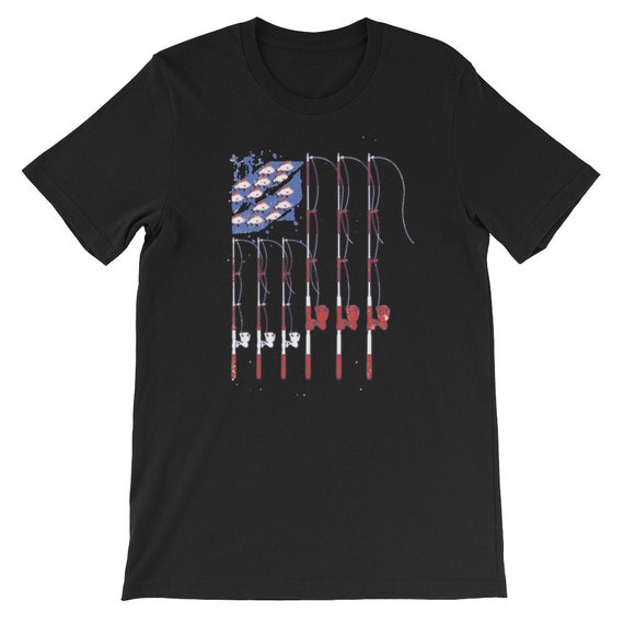 Patriotic Fishing Spinning Rod Flag Patriotic Fishing Rods American Flag  4th of July T-shirt Short-sleeve Unisex T-shirt 