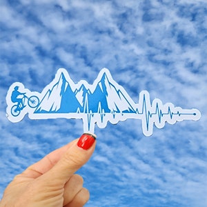Mountain Bike Sticker, Mountain Bike Decal, Heartbeat Sticker, Bike Sticker, Bicycle Sticker, Riding Sticker, MTB Sticker