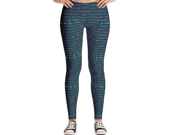 Code Pattern Nerd Computer Coding Language IT Girl Programmer C+ Java Programming Gym Work Gamer Leggings
