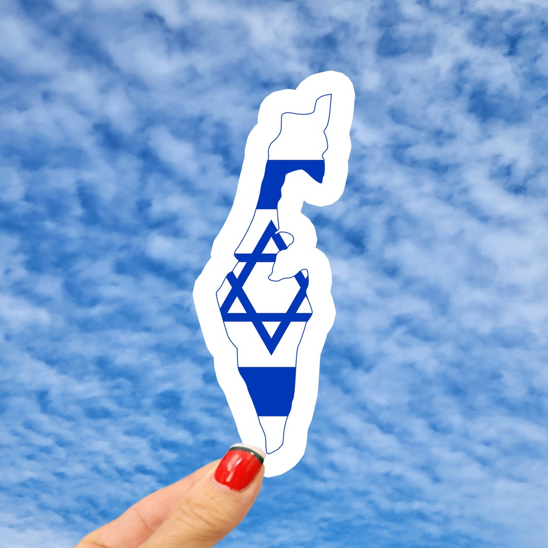 Map of Israel Sticker, Israeli Flag Sticker, Star of David Sticker