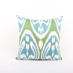 16x16 Decorative Pillow, Silk Throw Pillow, Lumbar Pillow Cover, ikat Pillow Cover, Handmade Pillow