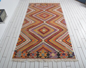 Turkish Kilim Rug, 5ft x9.4 ft, 155x290 cm, Kilim Rug, Home Decor Rug, Handmade Kilim Rug, Vintage Kilim Rug, Floor Rug, Kilim Rug