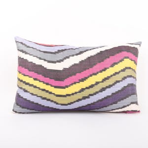 12x20 Ikat Pillow Case, Silk Throw Pillow, Lumbar Pillow Cover, Decorative Pillow, ikat Pillow Cover
