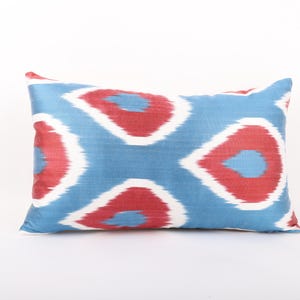 12x20 Silk Pillow, Ikat Throw Pillow, Lumbar Pillow Cover, Decorative Pillow, Ikat Pillow Cover