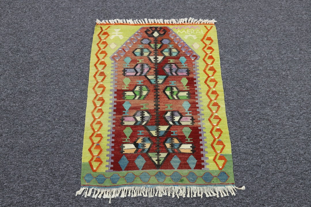 Small Turkish Kilim Rug, 2.5 Ft X 3.3 Ft, 75x101 Cm, Nomadic Kilim Rug ...