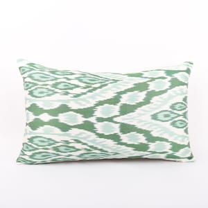 Handmade Silk Ikat Pillow, 12x20 Decorative Pillow, ikat Pillow Covers, Silk Throw Pillow, Silk Cushion Cover