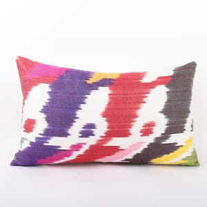 12x20 Ikat Modern Pillow, Silk Throw Pillow, Lumbar Pillow Cover, Decorative Pillow, ikat Pillow Cover