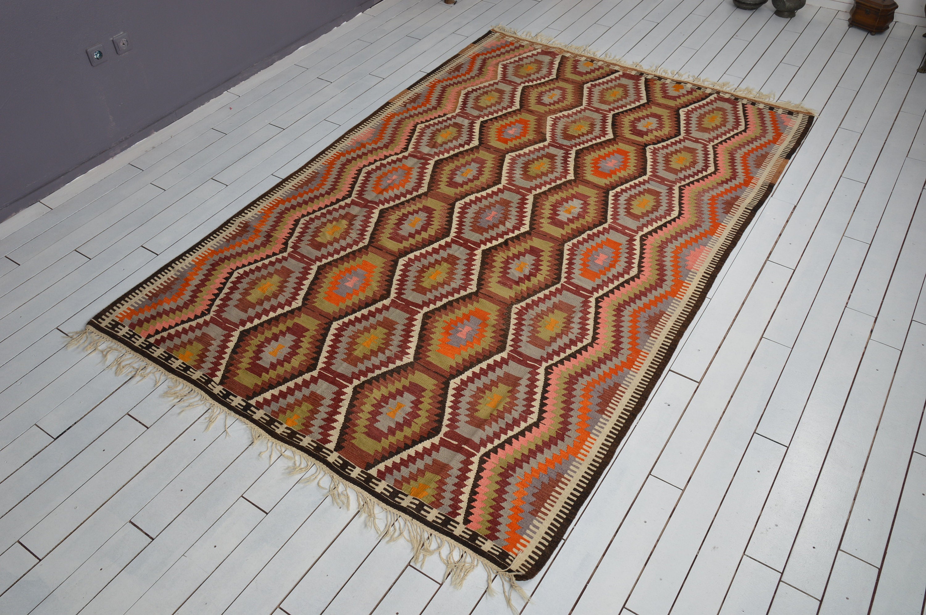 Kilim Rug 5.8ft x 8.7 ft 180x270 cm Hand Knotted Area Rug Etsy