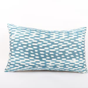 12x20 Silk Pillow, Ikat Throw Pillow, Lumbar Pillow Cover, Decorative Pillow, Ikat Pillow Cover