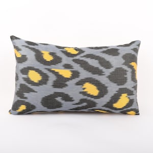 12x20 Silk Pillow, Ikat Throw Pillow, Lumbar Pillow Cover, Decorative Pillow, Ikat Pillow Cover