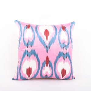 16x16 Decorative Pillow, Silk Throw Pillow, Lumbar Pillow Cover, ikat Pillow Cover, Handmade Pillow