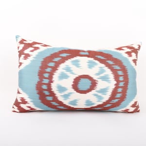Handmade Silk Ikat Pillow, 12x20 Decorative Pillow, ikat Pillow Covers, Silk Throw Pillow, Silk Cushion Cover