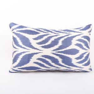 Handmade Silk Ikat Pillow, 12x20 Decorative Pillow, ikat Pillow Covers, Silk Throw Pillow, Silk Cushion Cover