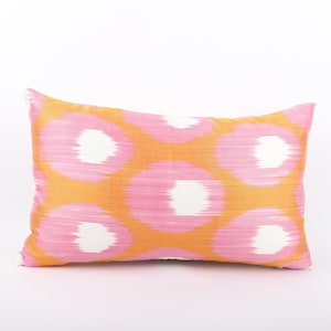 Handmade Silk Ikat Pillow, 12x20 Decorative Pillow, ikat Pillow Covers, Silk Throw Pillow, Silk Cushion Cover