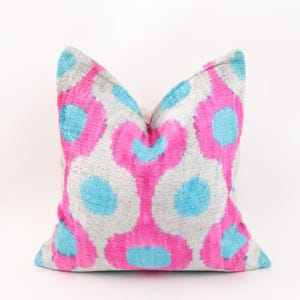 Fluwelen ikat kussensloop, zijden kussen 16 x 16, boho-decor
