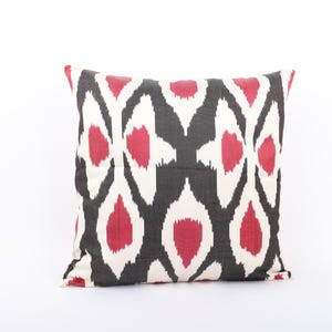 16x16 Decorative Pillow, Silk Throw Pillow, Lumbar Pillow Cover, ikat Pillow Cover, Handmade Pillow