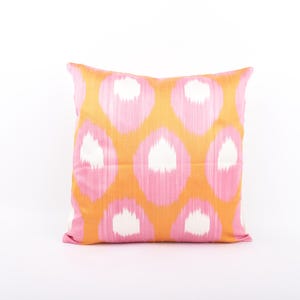 16x16 Decorative Pillow, Silk Throw Pillow, Lumbar Pillow Cover, ikat Pillow Cover, Handmade Pillow