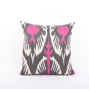 16x16 Decorative Pillow, Silk Throw Pillow, Lumbar Pillow Cover, ikat Pillow Cover, Handmade Pillow