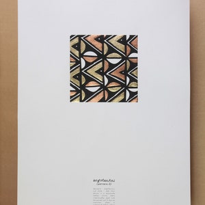 Impression d'inspiration africaine, conçue individuellement (motifs 1 à 5 au choix), avec des feuilles d'or et de cuivre appliquées individuellement