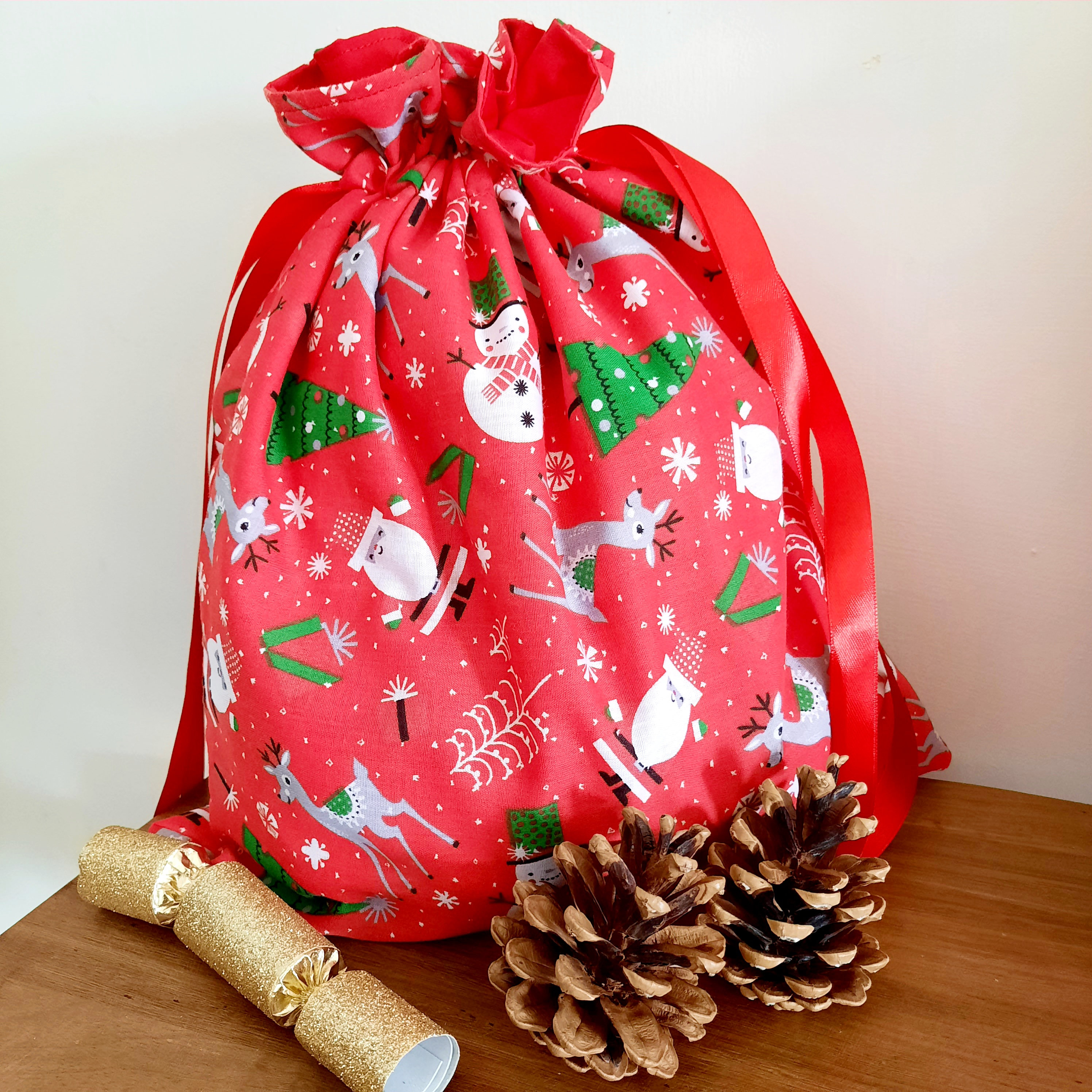 Drawstring Reusable Christmas Gift Bags Gift Bagsfabric Gift - Etsy UK