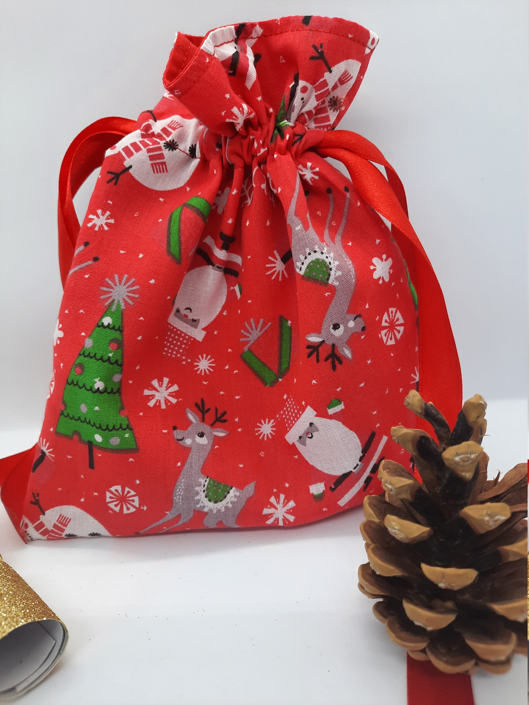 Drawstring Reusable Christmas Gift Bags Gift Bagsfabric Gift - Etsy UK