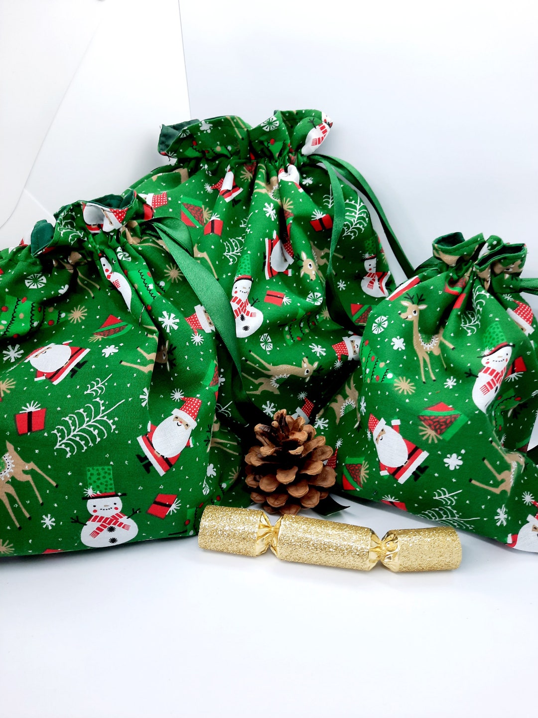 Drawstring Reusable Christmas Gift Bags Gift Bagsfabric Gift Etsy UK