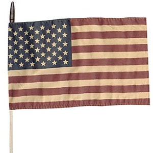 American Flag On A Stick - 50 Stars - Primitive Tea Stained  - Sets of 3 or 6 - USA, Patriotic, 4th of July - WIC-G657
