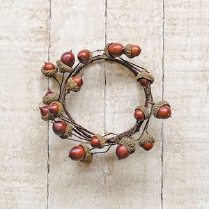 Candle Ring / Mini Wreath - Acorns - 3.5" Inner Diameter - Bendable -  Autumn, Fall, Thanksgiving - WIC-FISB61032