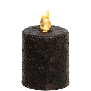 Textured Black w/Flicker Flame LED Battery Operated Flameless Votive Candle Light 2.5&quot; High x 2.25&quot; Diameter - WIC-G85134